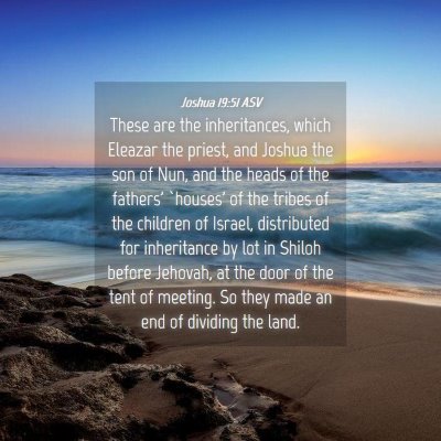 Picture 04 - Joshua 19:51 ASV - These are the inheritances, which Eleazar the - Bible Verse Picture