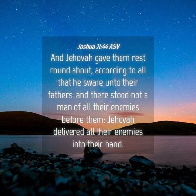 Picture 04 - Joshua 21:44 ASV - And Jehovah gave them rest round about, according - Bible Verse Picture