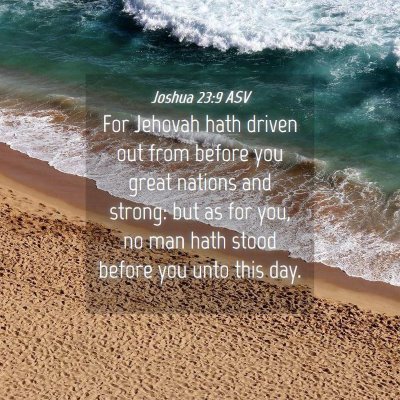 Picture 04 - Joshua 23:9 ASV - For Jehovah hath driven out from before you great - Bible Verse Picture