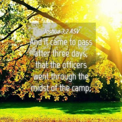 Picture 04 - Joshua 3:2 ASV - And it came to pass after three days, that the - Bible Verse Picture