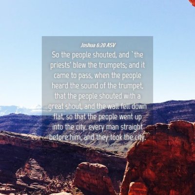 Picture 04 - Joshua 6:20 ASV - So the people shouted, and `the priests' blew the - Bible Verse Picture