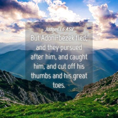 Picture 04 - Judges 1:6 ASV - But Adoni-bezek fled; and they pursued after him, - Bible Verse Picture
