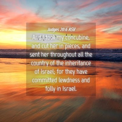 Picture 04 - Judges 20:6 ASV - And I took my concubine, and cut her in pieces, - Bible Verse Picture