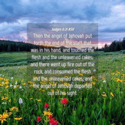 Picture 04 - Judges 6:21 ASV - Then the angel of Jehovah put forth the end of - Bible Verse Picture