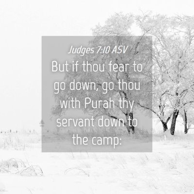 Picture 04 - Judges 7:10 ASV - But if thou fear to go down, go thou with Purah - Bible Verse Picture