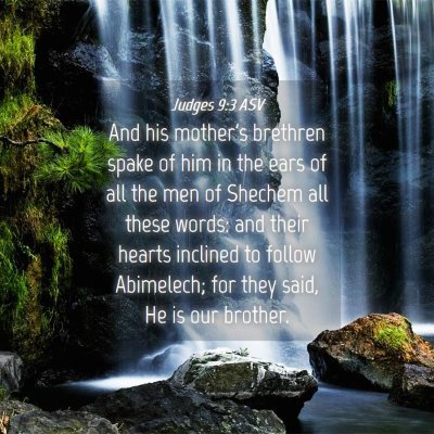 Picture 04 - Judges 9:3 ASV - And his mother's brethren spake of him in the - Bible Verse Picture
