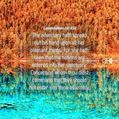Picture 04 - Lamentations 1:10 ASV - The adversary hath spread out his hand upon all - Bible Verse Picture