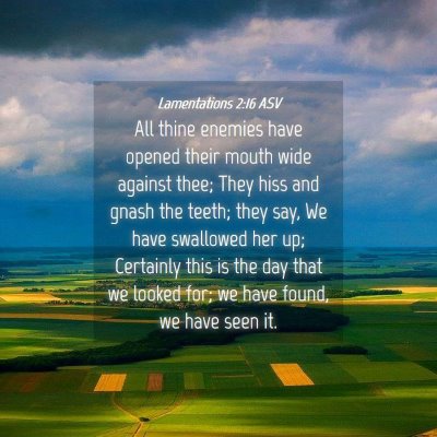 Picture 04 - Lamentations 2:16 ASV - All thine enemies have opened their mouth wide - Bible Verse Picture