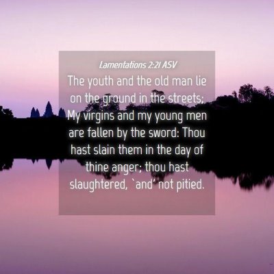 Picture 04 - Lamentations 2:21 ASV - The youth and the old man lie on the ground in - Bible Verse Picture