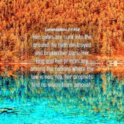 Picture 04 - Lamentations 2:9 ASV - Her gates are sunk into the ground; he hath - Bible Verse Picture