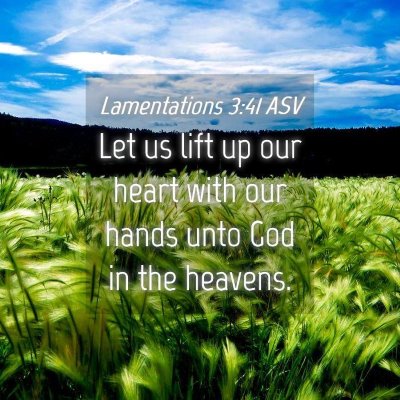 Picture 04 - Lamentations 3:41 ASV - Let us lift up our heart with our hands unto God - Bible Verse Picture