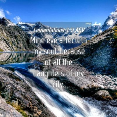 Picture 04 - Lamentations 3:51 ASV - Mine eye affecteth my soul, because of all the - Bible Verse Picture