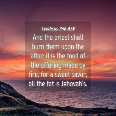 Picture 04 - Leviticus 3:16 ASV - And the priest shall burn them upon the altar: it - Bible Verse Picture