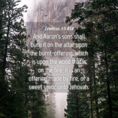 Picture 04 - Leviticus 3:5 ASV - And Aaron's sons shall burn it on the altar upon - Bible Verse Picture