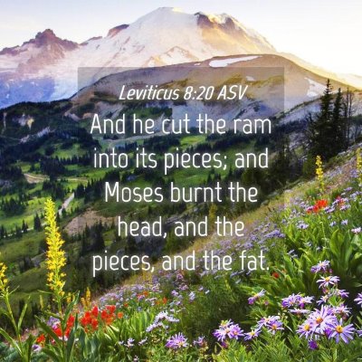 Picture 04 - Leviticus 8:20 ASV - And he cut the ram into its pieces; and Moses - Bible Verse Picture