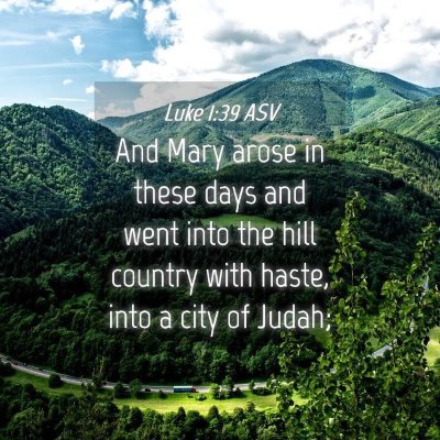 Picture 04 - Luke 1:39 ASV - And Mary arose in these days and went into the - Bible Verse Picture