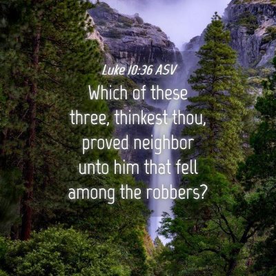 Picture 04 - Luke 10:36 ASV - Which of these three, thinkest thou, proved - Bible Verse Picture