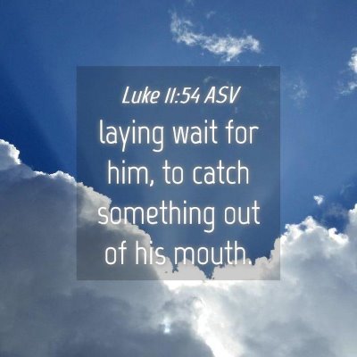 Picture 04 - Luke 11:54 ASV - laying wait for him, to catch something out of - Bible Verse Picture