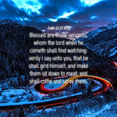 Picture 04 - Luke 12:37 ASV - Blessed are those servants, whom the lord when he - Bible Verse Picture