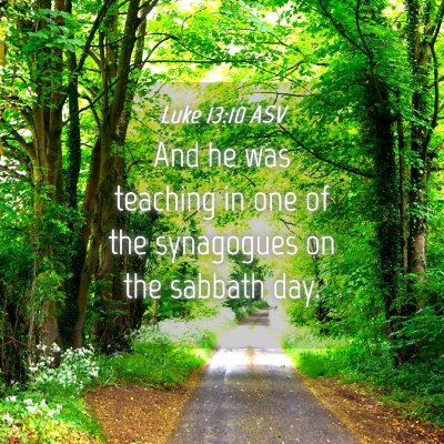 Picture 04 - Luke 13:10 ASV - And he was teaching in one of the synagogues on - Bible Verse Picture