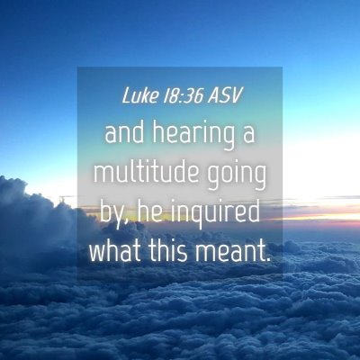 Picture 04 - Luke 18:36 ASV - and hearing a multitude going by, he inquired - Bible Verse Picture