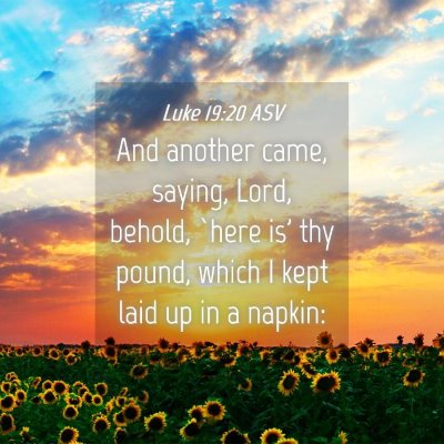 Picture 04 - Luke 19:20 ASV - And another came, saying, Lord, behold, `here is' - Bible Verse Picture