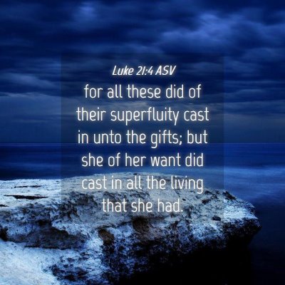 Picture 04 - Luke 21:4 ASV - for all these did of their superfluity cast in - Bible Verse Picture