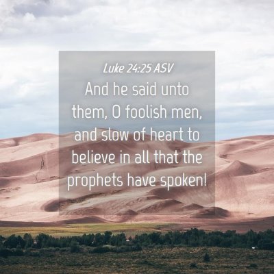 Picture 04 - Luke 24:25 ASV - And he said unto them, O foolish men, and slow of - Bible Verse Picture
