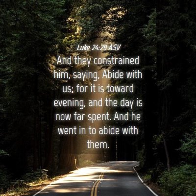Picture 04 - Luke 24:29 ASV - And they constrained him, saying, Abide with us; - Bible Verse Picture