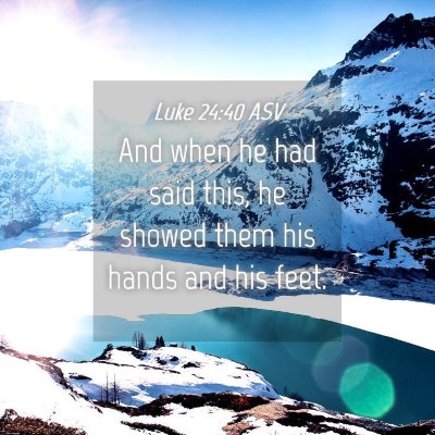 Picture 04 - Luke 24:40 ASV - And when he had said this, he showed them his - Bible Verse Picture
