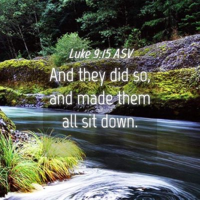 Picture 04 - Luke 9:15 ASV - And they did so, and made them all sit - Bible Verse Picture