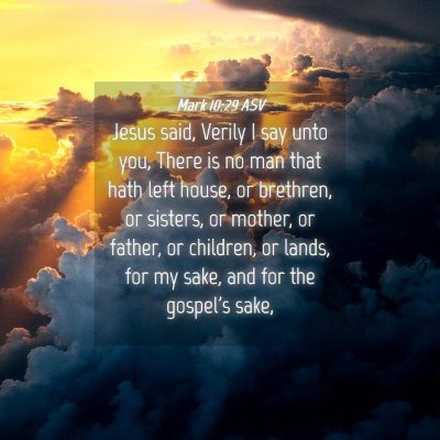 Picture 04 - Mark 10:29 ASV - Jesus said, Verily I say unto you, There is no - Bible Verse Picture