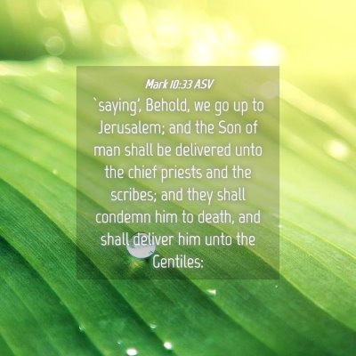 Picture 04 - Mark 10:33 ASV - `saying', Behold, we go up to Jerusalem; and the - Bible Verse Picture
