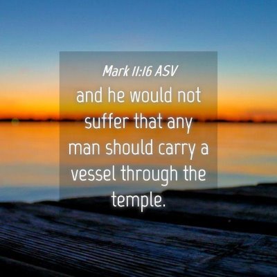 Picture 04 - Mark 11:16 ASV - and he would not suffer that any man should carry - Bible Verse Picture