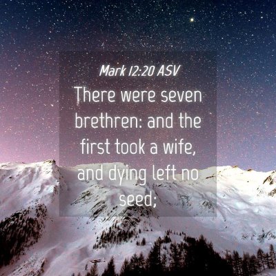 Picture 04 - Mark 12:20 ASV - There were seven brethren: and the first took a - Bible Verse Picture