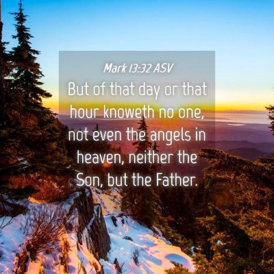 Picture 04 - Mark 13:32 ASV - But of that day or that hour knoweth no one, not - Bible Verse Picture