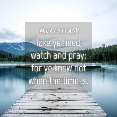 Picture 04 - Mark 13:33 ASV - Take ye heed, watch and pray: for ye know not - Bible Verse Picture