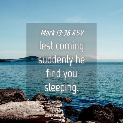 Picture 04 - Mark 13:36 ASV - lest coming suddenly he find you - Bible Verse Picture