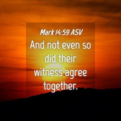 Picture 04 - Mark 14:59 ASV - And not even so did their witness agree - Bible Verse Picture