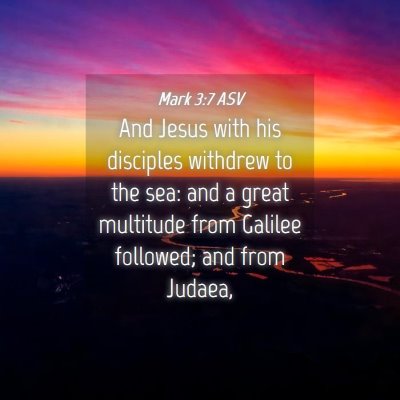 Picture 04 - Mark 3:7 ASV - And Jesus with his disciples withdrew to the sea: - Bible Verse Picture