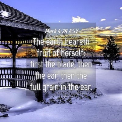 Picture 04 - Mark 4:28 ASV - The earth beareth fruit of herself; first the - Bible Verse Picture