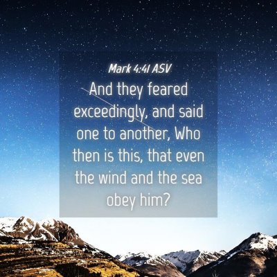 Picture 04 - Mark 4:41 ASV - And they feared exceedingly, and said one to - Bible Verse Picture