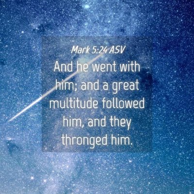 Picture 04 - Mark 5:24 ASV - And he went with him; and a great multitude - Bible Verse Picture