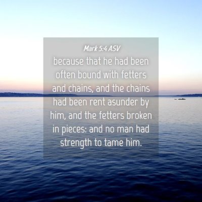 Picture 04 - Mark 5:4 ASV - because that he had been often bound with fetters - Bible Verse Picture