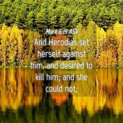 Picture 04 - Mark 6:19 ASV - And Herodias set herself against him, and desired - Bible Verse Picture