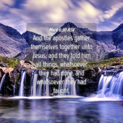 Picture 04 - Mark 6:30 ASV - And the apostles gather themselves together unto - Bible Verse Picture