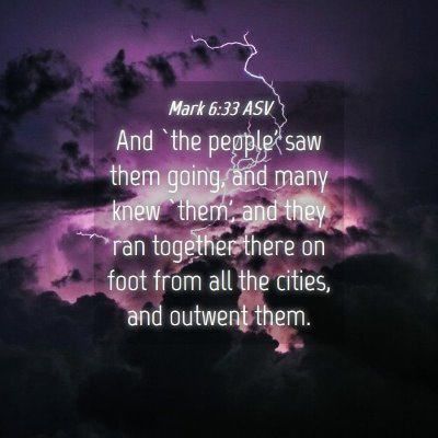 Picture 04 - Mark 6:33 ASV - And `the people' saw them going, and many knew - Bible Verse Picture