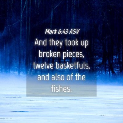 Picture 04 - Mark 6:43 ASV - And they took up broken pieces, twelve - Bible Verse Picture