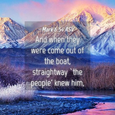 Picture 04 - Mark 6:54 ASV - And when they were come out of the boat, - Bible Verse Picture