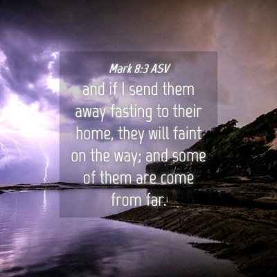 Picture 04 - Mark 8:3 ASV - and if I send them away fasting to their home, - Bible Verse Picture